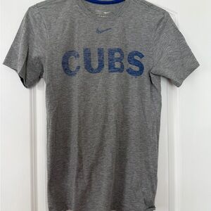 Nike Gray and Blue Cubs Men's Tee